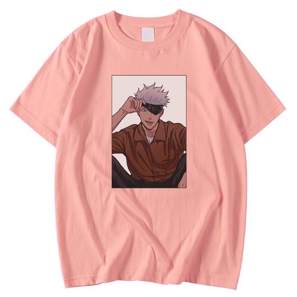 

men's t-shirts short sleeved vintage men tees shirt fashion brand t-shirt jujutsu kaisen cartoon gojo printing large size t, White;black