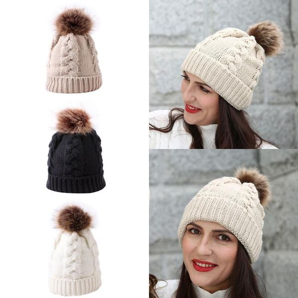 

beanies winter ladies woolen hat, wool ball toe cap, warm knitted hat