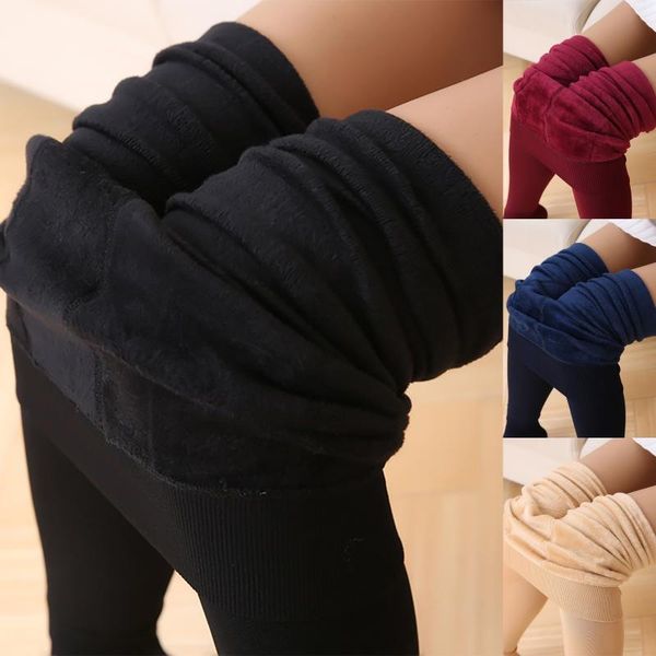 

women's leggings women winter warm super-thick high stretch lamb cashmere leggins waist skinny trousers, Black
