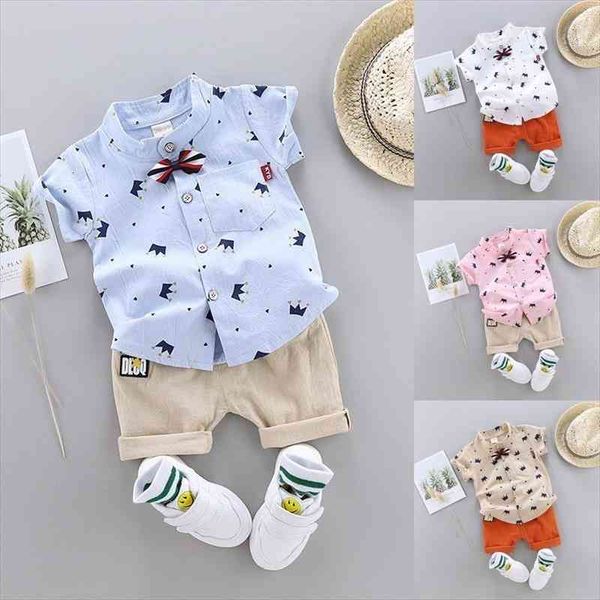 

cute toddler boys summer set cartoon dinosaur print short sleeve shirt pants for kid baby outfit clothes, White