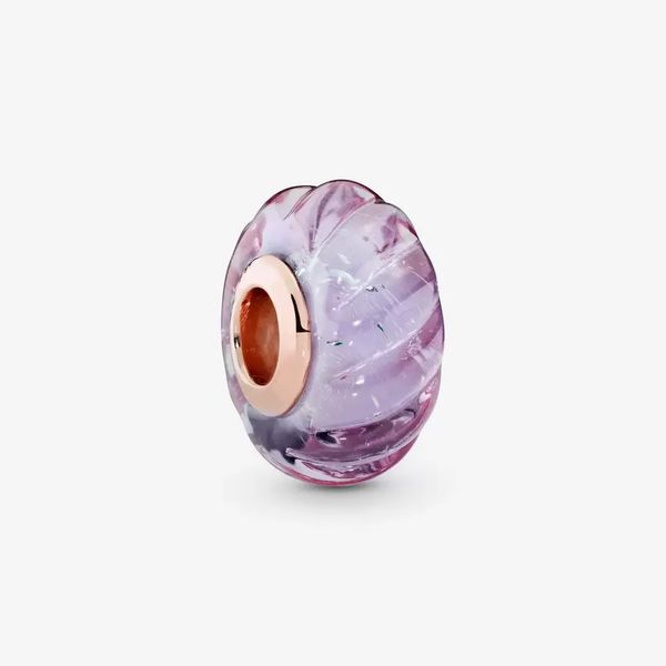 

genuine 925 sterling silver glittering grooves murano glass charm fit pandora original european bracelet fashion jewelry accessories for wom, Bronze;silver
