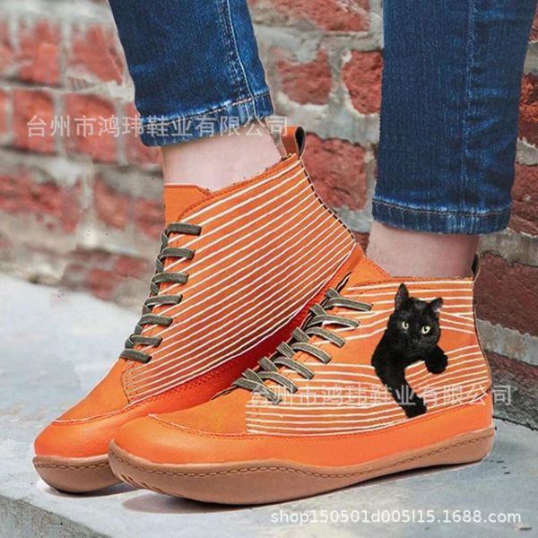 

boots autumn and winter women's shoes flat high heel fashion warm ladies ankle strap mid-cut women, Black