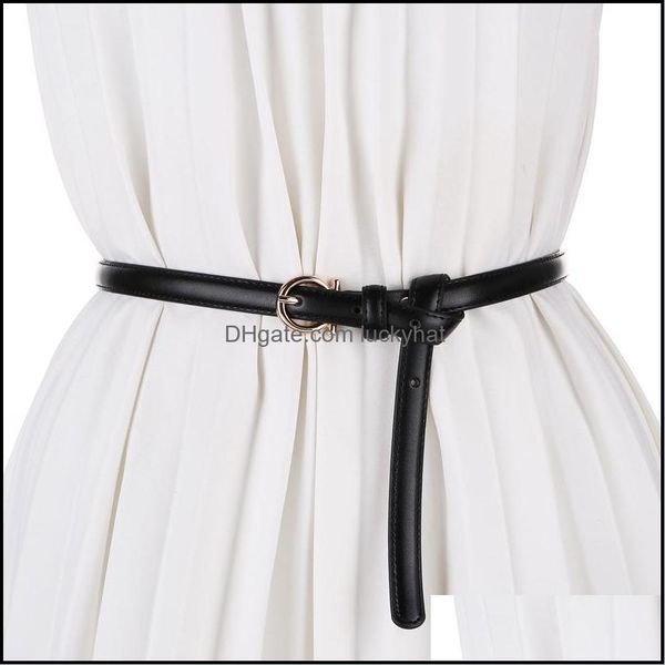 

& aessories fashion aessories ladies cowskin leather thin gold pin buckle cowe casual knot belts women good quality dress strap belt jeans d, Black;brown