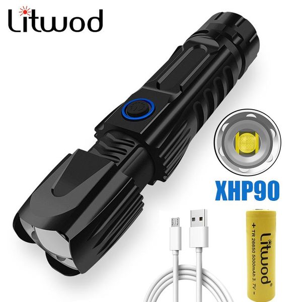 

litwod z40 led xhp90 super bright hunting camping power 26650 battery powerful tactical flash light torch flashlights torches
