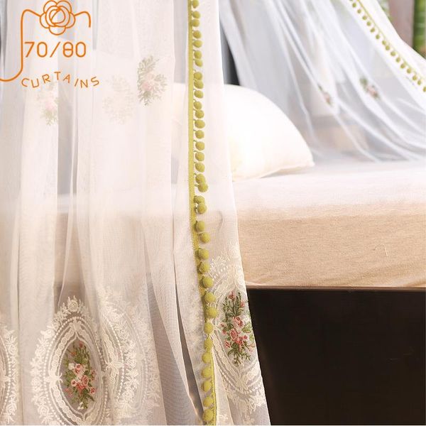 

curtain & drapes french romantic princess wind rose embroidered gauze curtains for living room bedroom lace finished product