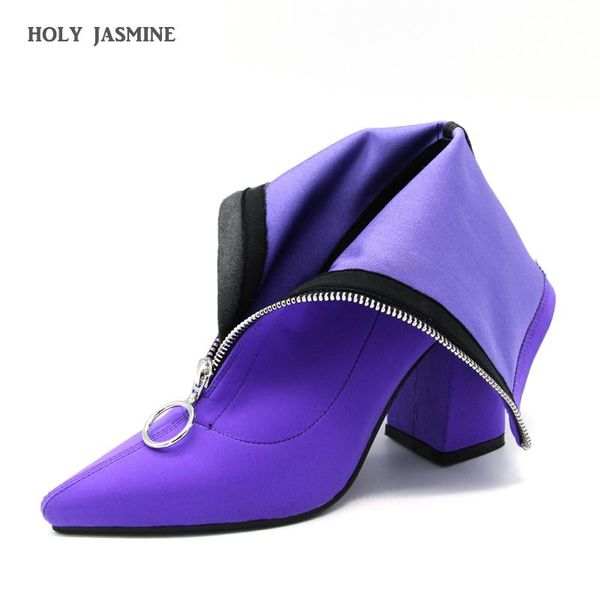 

boots 2021 spring slim stretch ankle for women pointed toe sock square high heel shoes woman fashion bota feminina, Black