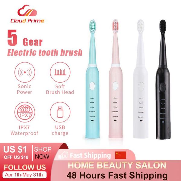 

smart electric toothbrush 5 gear powerful ultrasonic sonic usb charge rechargeable tooth washable electronic brush