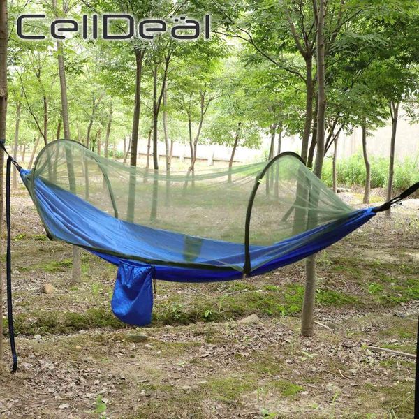 

camp furniture outdoor camping hammock with mosquito net 1-2 person portable hanging bed strength parachute hammocks swing sleeping