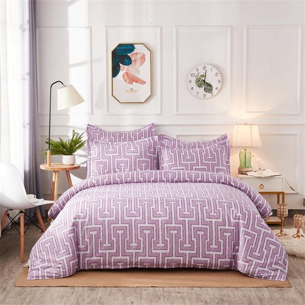 

bedding sets ribbed geometric pattern printing duvet cover black purple wine red set  quilt 2pillowcase (no sheet