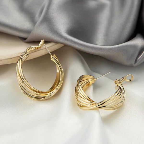 

hoop & huggie temperament cross braided earrings for women fashion jewelry accessories valentine gifts, Golden;silver