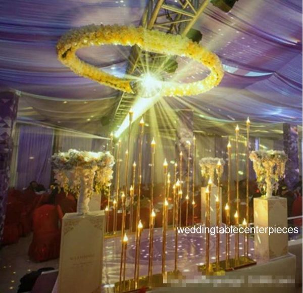 

party decoration 1pcs ) gold led light wedding pillars for walkway stage backdrop