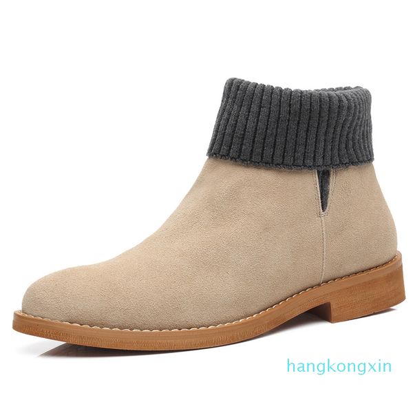 

ankle boots men shoes genuine leather boots men desert boots shoes, Black