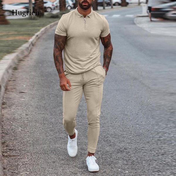 

men's tracksuits summer streetwear fashion 2 piece set for men short sleeve and drawstring pants suits mens clothes casual solid outfi, Gray