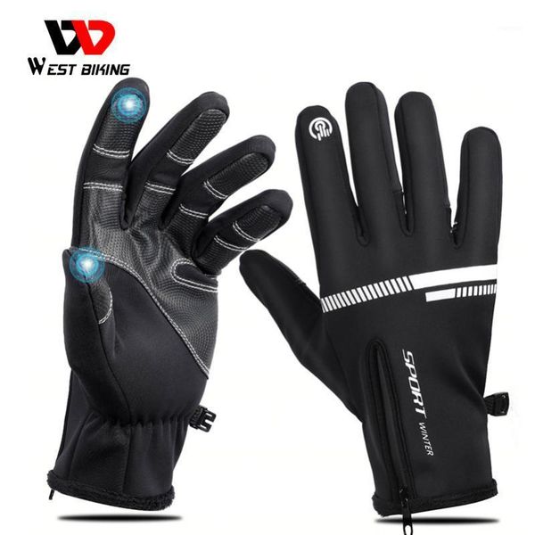 

bike touch screen gloves winter thermal windproof warm full finger for cycling men waterproof bicycle1, Black