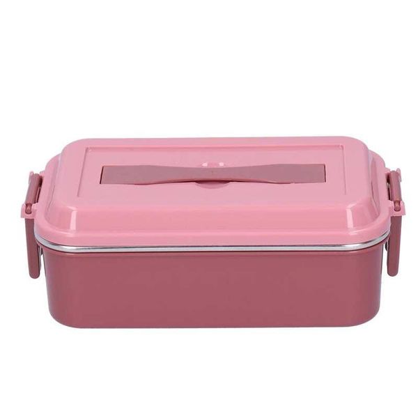 

stainless steel lunch box rectangular insulated portable bento with handle picnic container dinnerware sets