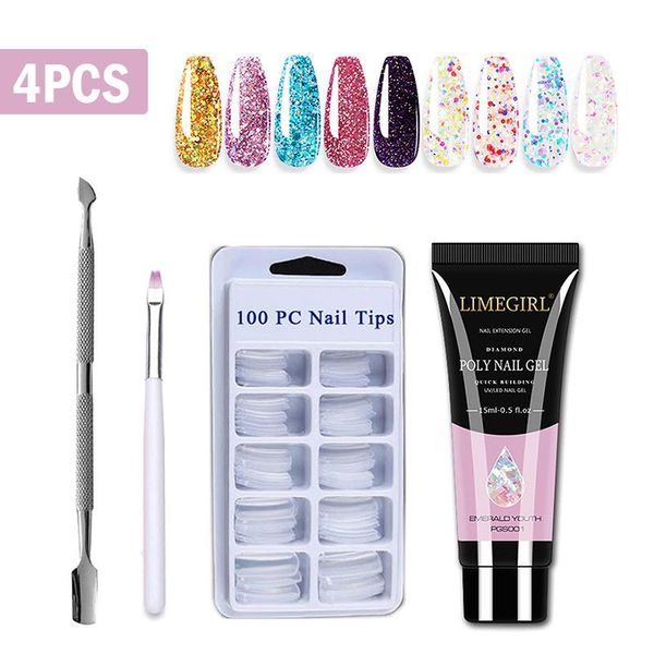 

nail art kits 4pcs poly extension gel kit all for manicure fast building polish set personal diy