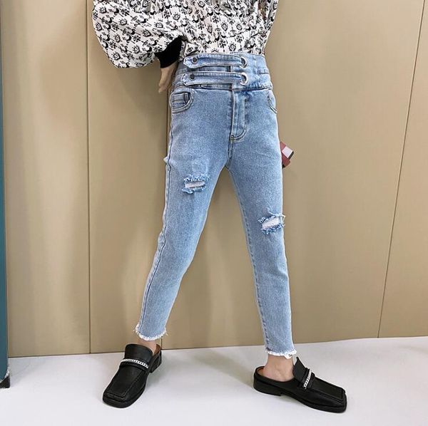 

wholesale girls denim holes long pants fashion summer jean 4-9t a774 jeans, Blue