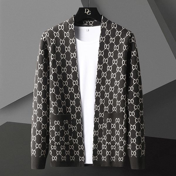 

men's jackets fashion pocket knitted cardigan sweater coat 2021 casual luxury letter printed jacket designer brand dh0k, Black;brown