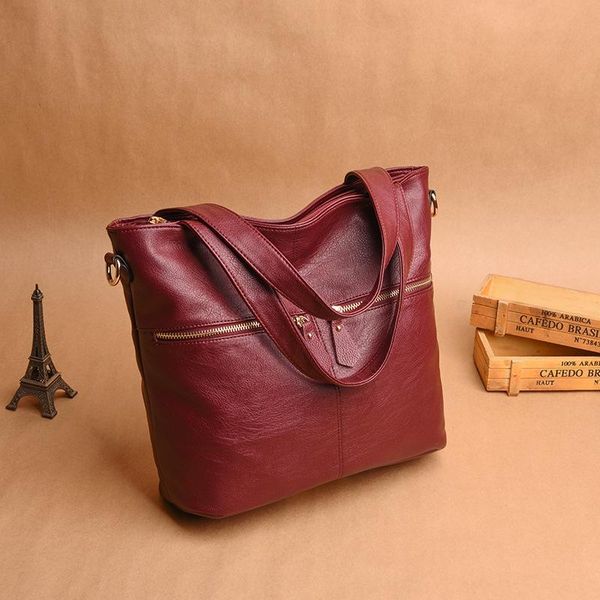 

evening bags johnature large capacity casual tote soft leather women bag 2021 fashion portable handbag solid color ladies shoulder