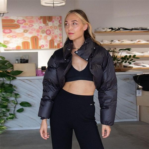 

women's jackets fashion design of wear 2021 y2k long sleeve collar slim, warm and casual cotton-padded bomber jacket women, Black;brown