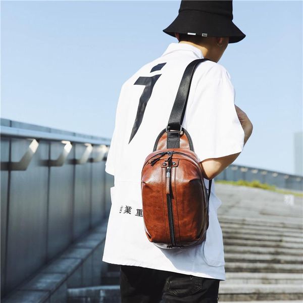 

waist bags men's bag knapsack men cool small chest fashion hide substance shoulder