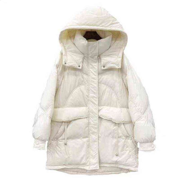 

2021 white duck down medium length et women's warm, Black