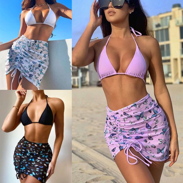 

single swimsuit bikini women's split swimsuit three piece suit b212w, White;black