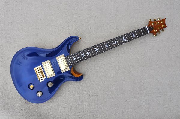 

factory custom blue electric guitar with carved drumhead body mahogany neck maple hh pickups can be customized