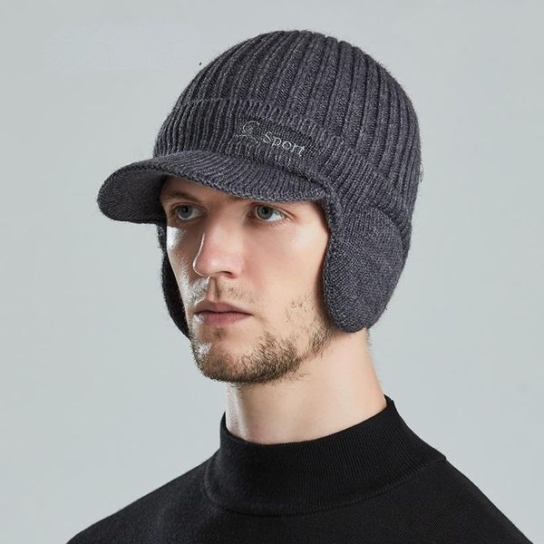 

beanies beanie hat men winter outdoor knit warm ear protection hats fashion plush thicken cycling coldproof earmuff baseball cap bonnet