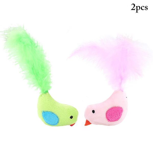 

dorakitten 2pcs/set bite resistant bird shape cat toys lovely mini plush feather toy chew pet supplies