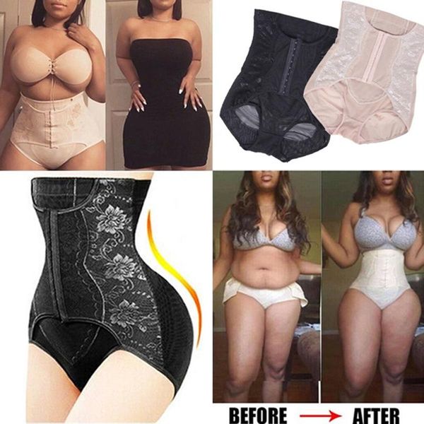 

women's shapers women bulifter shapewear high waist double tummy control panties trainer body shaper faja, Black;white