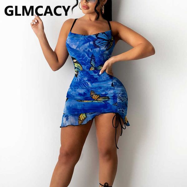 

spaghetti strap butterfly printed bodycon mini dress 210702, Black;gray
