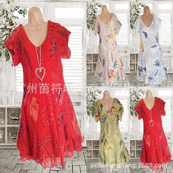 

short autumn large sleeve print dress s5xl, White