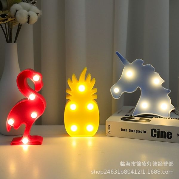 

led light mini night light flamingo pineapple cactus unicorn lamp