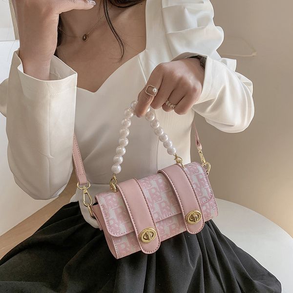

2021 texture bag new fashion net red magnetic buckle messenger fashion boston bag
