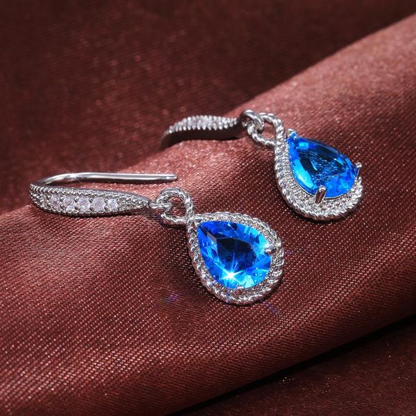 

dangle & chandelier fashion blue angel tear crystal earrings for women luxury silver color drop earring jewelry aretes de mujer modernos 202