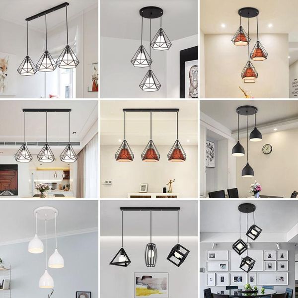 

pendant lamps nordic led chandelier concise modern bar creative personality three-headed art retro iron dining hall and lanterns