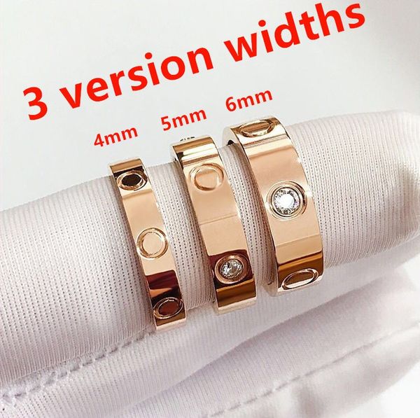 

band rings titanium steel love ring women men promise silver gold wedding rings for lovers couple jewelry with dust bag