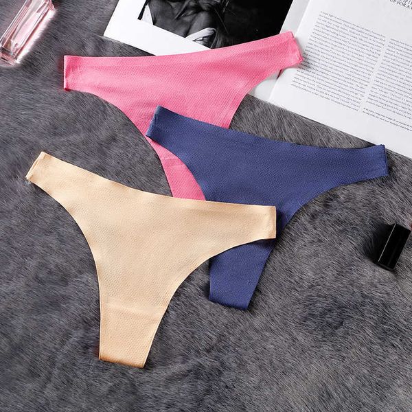 

briefs panties women's thong ice silk seamless sports vent fun fitness t pants, Black;white