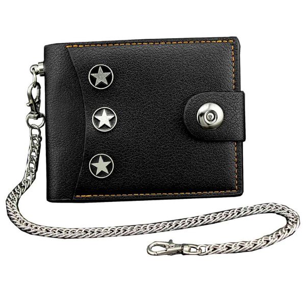 

wallets leather wallet men boy card money purse with safe chain -3 styel, Red;black