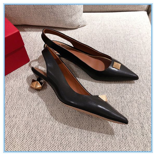 

women sandals flip summer slide fashion popular pointed toes heels slippery breathable wedding party dress with box size 35-39, Black