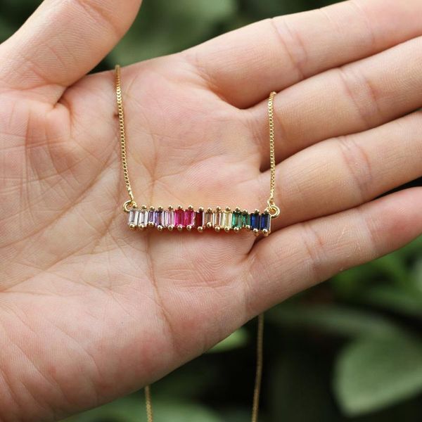 

pendant necklaces bohemia colourful gold plated jewelry rainbow necklace, Silver