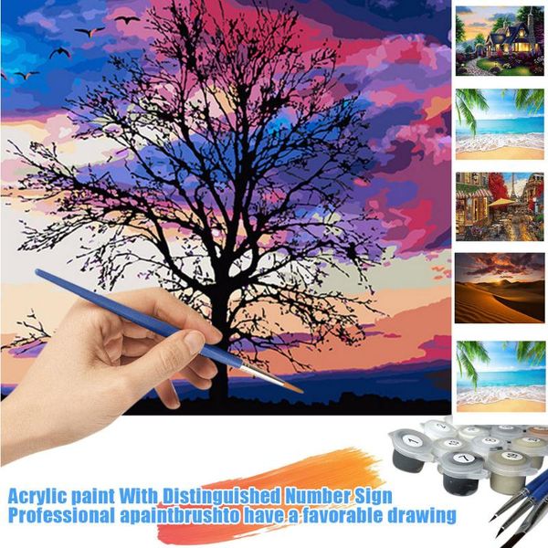 

paintings landscape oil painting by numbers sea scenery drawing on canvas handpainted art diy picture kits home decoration 40x50cm #apr