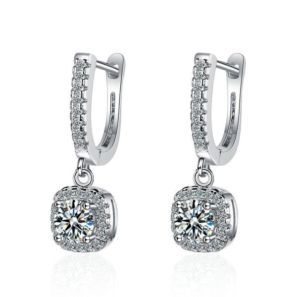 

hoop & huggie kofsac 925 sterling silver earrings for women exquisite full zircon square geometric u earring lady party jewelry gifts, Golden;silver