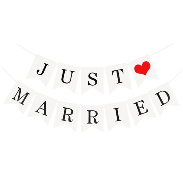 

party decoration 1set just married banner paper flag banner&flags garland floral bunting banners diy kids birthday/wedding event
