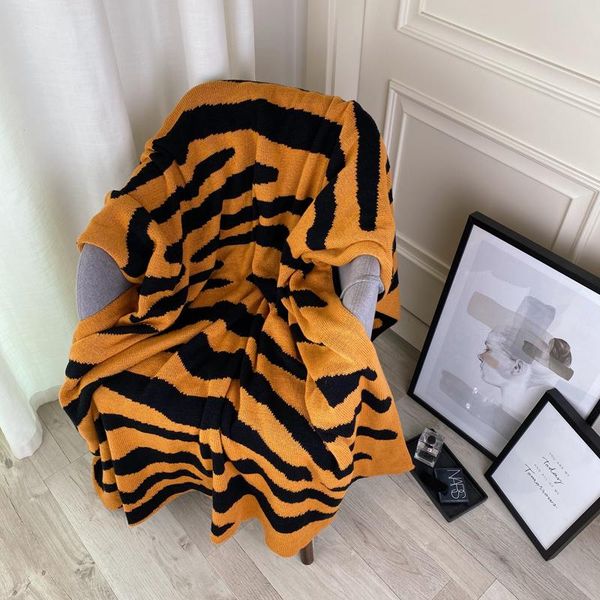 

blankets knitted throw for beds sofa summer quilt tiger printed recliner chair cover blanket airplane portable travel