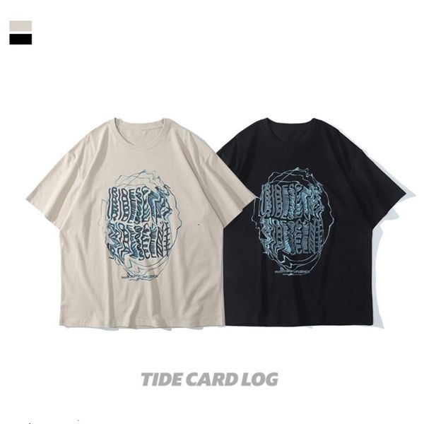 

2021 tech fleecehigh street t-shirt men's and women's fashion 2020 new round neck short sleeve cotton breathable loose printing ti, White