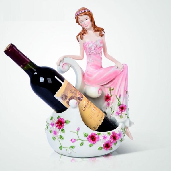

tablewine racks modern creative kitchen goods home decor figurines miniatures beauty girl bottle rack holder decoration ornaments