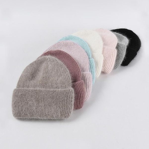 

beanies hat women's autumn and winter thick warm fur knitted fashion pure color wild wool beanie cover head cap