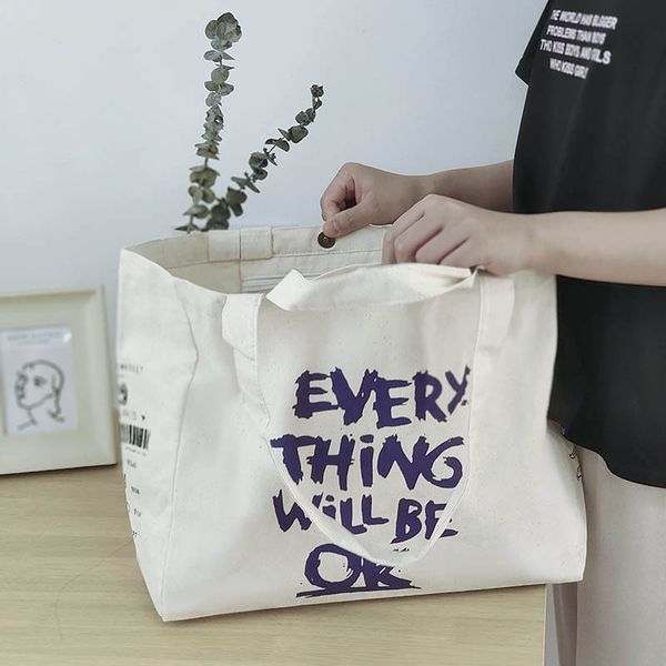 

extra large women big canvas shopping bag cotton cloth tote grocery purse eco environmental shopper shoulder bags for young girls